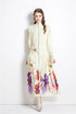 Runway Fashion Autumn Floral Print Mock Neck, Long Lantern Sleeve, Belted, Ruffled Cocktail, Party, Festive Long Maxi Dress